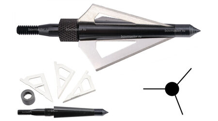 купите Наконечники охотничьи Man-kung MK-3BAL фиксированные, 100 гран, 3 лезвия (3 шт.) в Перми