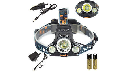 купите Светодиодный налобный фонарь Boruit HL-720 (Cree XML T6 + 2 Q5) 2200 люмен в Перми